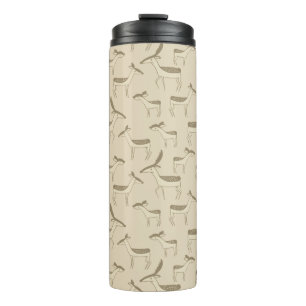 Modern Deer Illustration Beige Pattern Thermal Tumbler