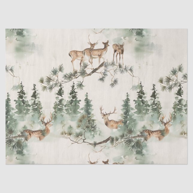 Modern deers watercolor tissue paper (Front)