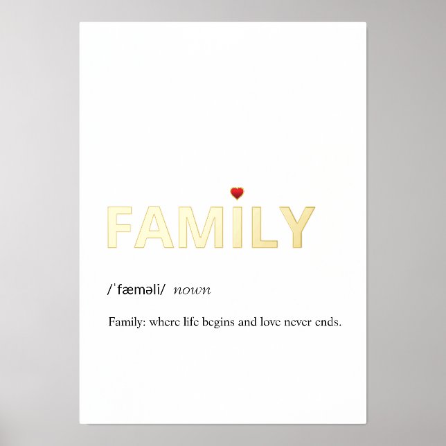 Modern definition of FAMILY minimalist white gold Foil Prints (Front)