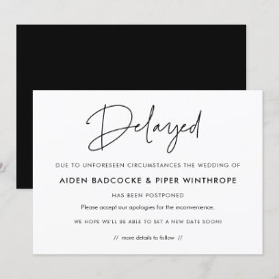 Modern delayed wedding announcement