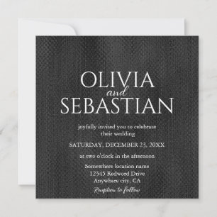 Modern delicate black Minimalist Textured Wedding Invitation