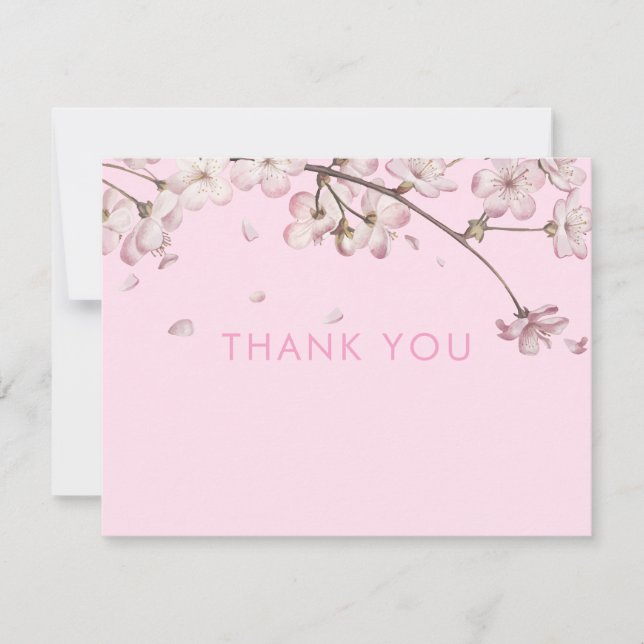 Modern Delicate Blossom Floral Pink Thank You Card (Front)