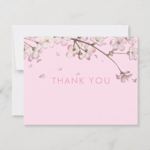 Modern Delicate Blossom Floral Pink Thank You Card