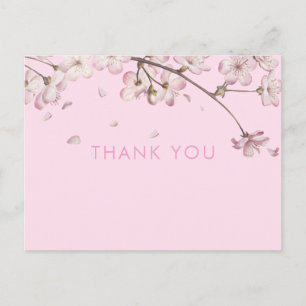 Modern Delicate Blossom Floral Pink Thank You Postcard