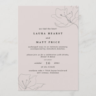 Modern Delicate Blush Pink Floral Elopement Invitation
