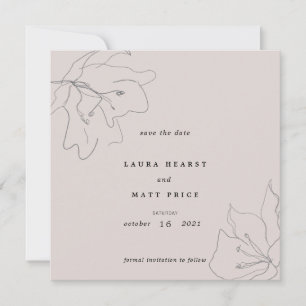 Modern Delicate Blush Pink Floral  Save The Date