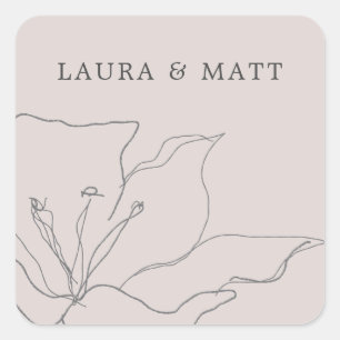 Modern Delicate Blush Pink Floral  Square Sticker