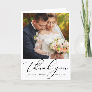 Modern Delicate Calligraphy Wedding Fold Thank You Card