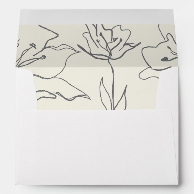 Modern Delicate Soft Eggshell Floral Envelope (Back (Bottom))