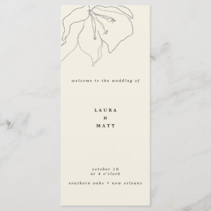 Modern Delicate Soft Eggshell Floral Wedding Programme