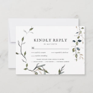 Modern Delicate Spring Greenery RSVP w/Meal