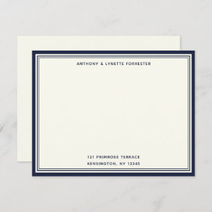 Modern Denim Blue Border Name & Address Note Card