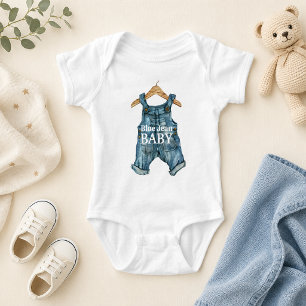 Modern Denim Blue Jean Baby Boy Baby Shower Bodysuit
