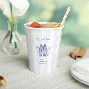 Modern Denim Blue Jean Stripes Baby Shower Paper Cups