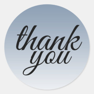 Modern Denim Blue Ombre Thank You Classic Round Sticker