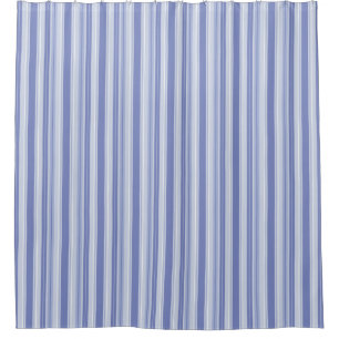 Modern Denim Blue Striped Shower Curtain