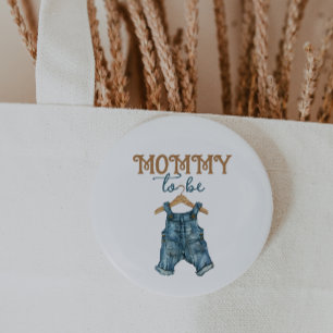 Modern Denim Boy Blue Jean Baby Shower 3 Cm Round Badge