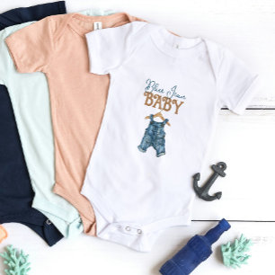 Modern Denim Boy Blue Jean Baby Shower Bodysuit