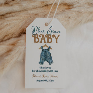 Modern Denim Boy Blue Jean Baby Shower Gift Tags