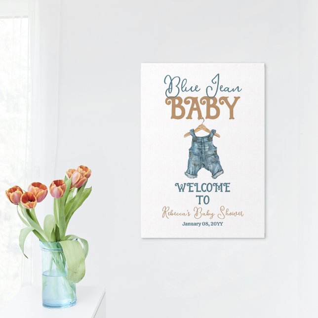 Modern Denim Boy Blue Jean Baby Shower Poster (Creator Uploaded)