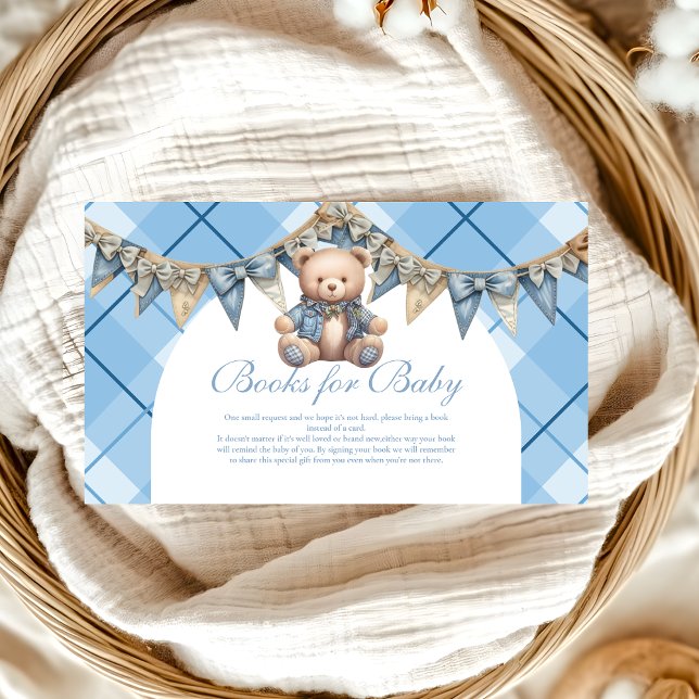 Modern Denim Teddy Bear Baby Showe Books for Baby  Enclosure Card (Creator Uploaded)