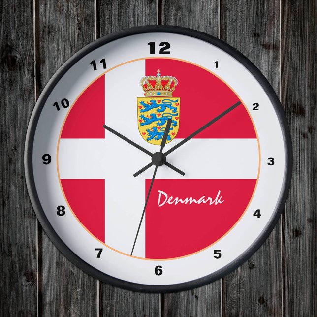 Modern Denmark, Danish Flag trendy Home / design Round Clock (Creator Uploaded)