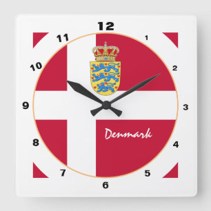 Modern Denmark, Danish Flag trendy Home / design Square Wall Clock