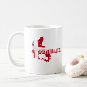 Modern Denmark Danish Letter MAP Flag Souvenir Coffee Mug