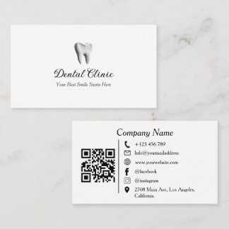 Modern Dental Clinic Logo QR Code Business Card