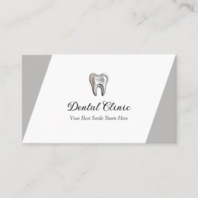 Modern Dental Clinic Logo QR Code Dentist Business Card (Front)