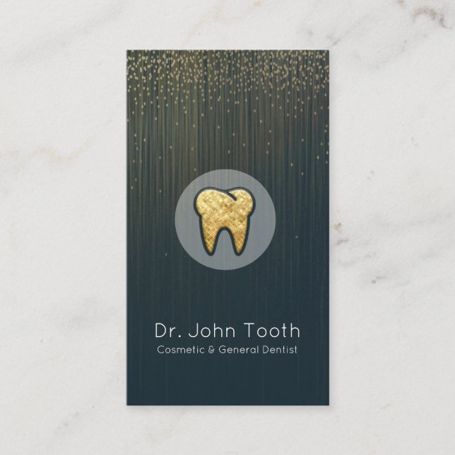 Modern Dental Dentist Appointment Blue Gold Business Card (Front)