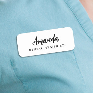 Modern Dental Hygienist Script Name Tag