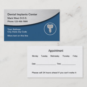 Modern Dental Implants Appointment Business Cards