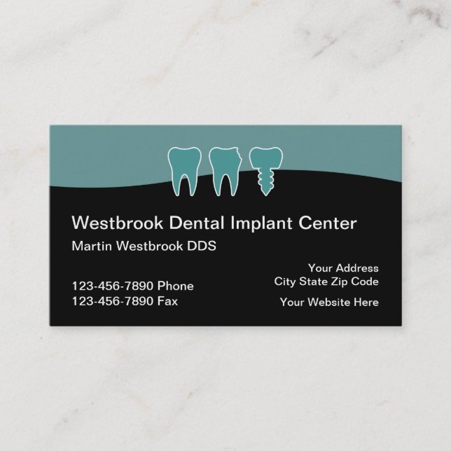Modern Dental Implants Medical Business Cards (Front)