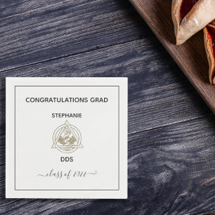 Modern Dental School Caduceus Graduation Party Napkin