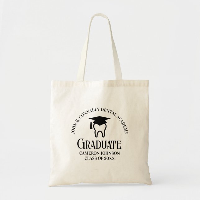 Modern Dental School Graduation Party Personalised Tote Bag (Front)