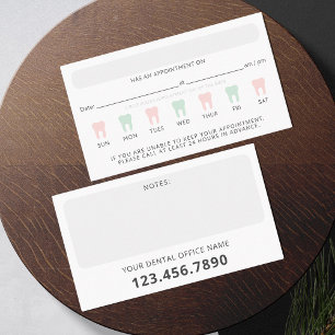 Modern Dental Tooth Appointment Reminder Note Card