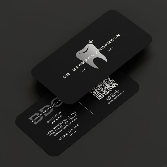 Modern Dentist Dental Cosmetic Clinic Black Grey Business Card (Modern Dentist Dental Cosmetic Clinic Black Grey Business Card
)