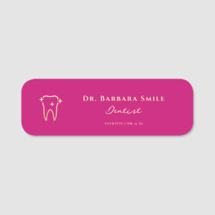 MODERN DENTIST DENTAL PINK GOLD ORTHODONTIST NAME TAG