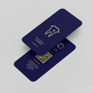 Modern Dentist Monogram Midnight Blue Gold Dental Business Card