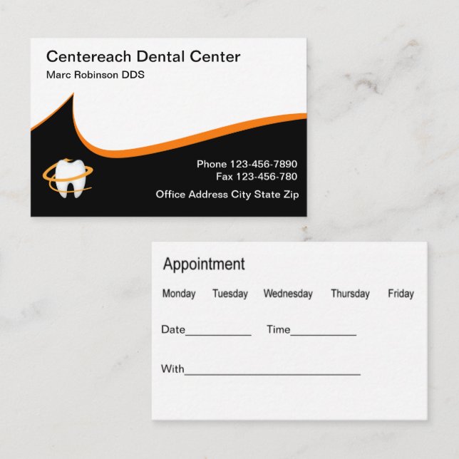 Modern Dentist Office Appointment Cards (Front/Back)