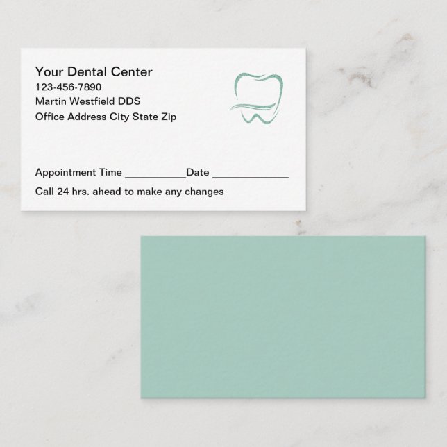 Modern Dentist Office Appointment Cards New (Front/Back)