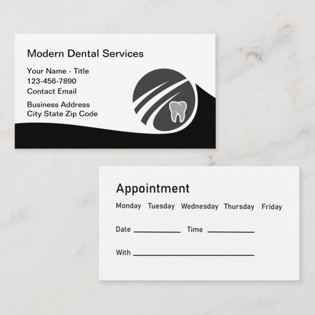 Modern Dentist Office Budget Appointment Cards (Front/Back)