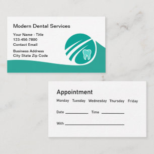 Modern Dentist Office Teal Appointment Cards