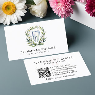 Modern Dentist Orthodontist Watercolor QR Code  Business Card