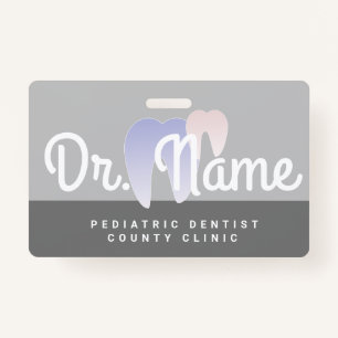 Modern Dentist Paediatrician Dental Tooth Ombre ID Badge