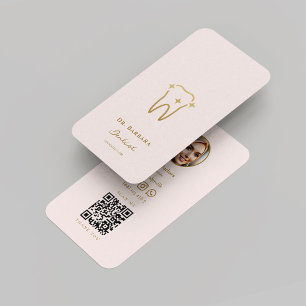 Modern Dentist Pearl Pink Gold Dental Orthodontist Business Card