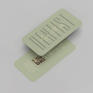 Modern Dentist Sage Gold Dental Surgery Monogram Business Card