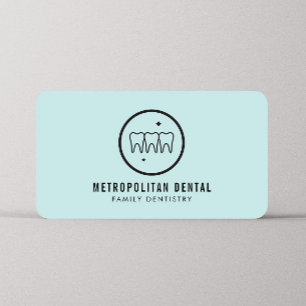 Modern Dentist Teeth Black Logo on Mint Business Card