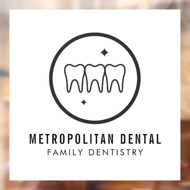 Modern Dentist Teeth Black Logo  Window Cling (Sheet 2)